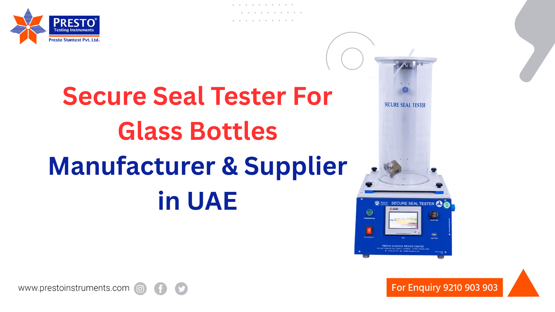 Secure Seal Tester For Glass Bottles Manufacturer & Supplier in UAE