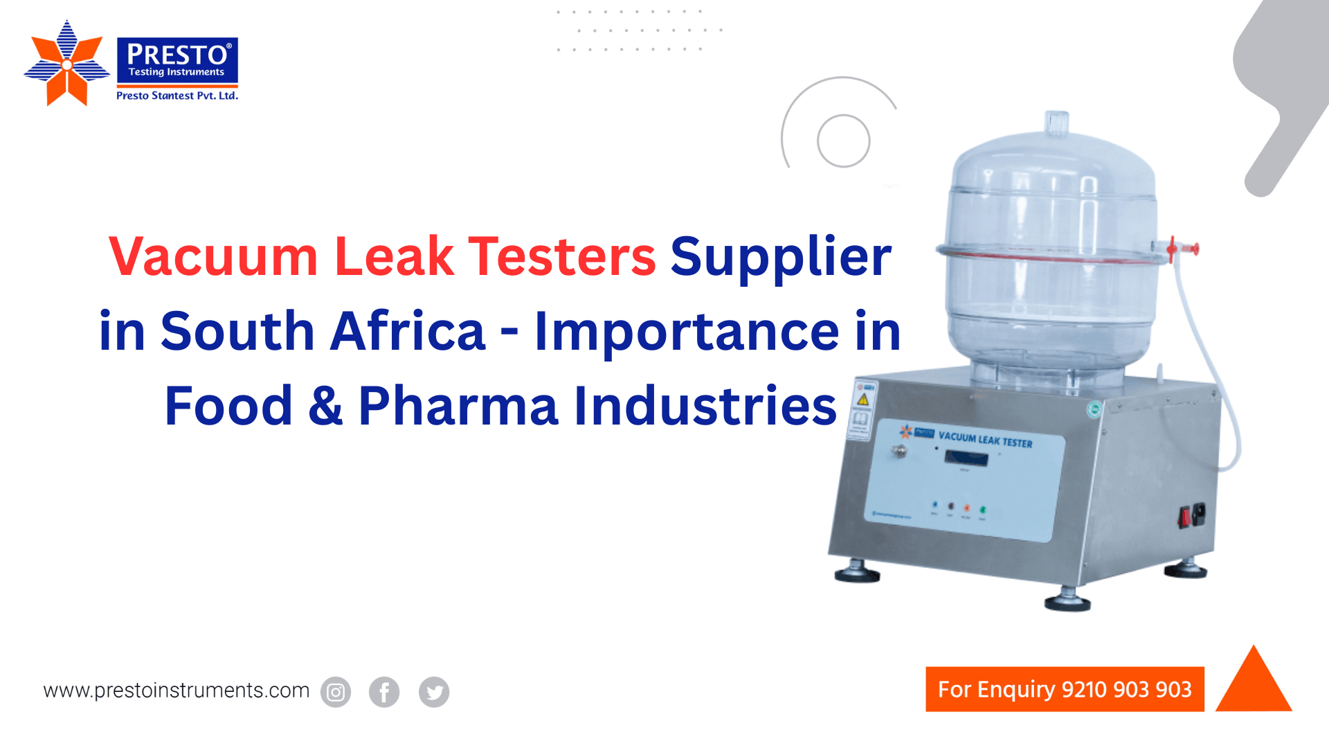 Vacuum Leak Testers Supplier in South Africa - Importance in Food & Pharma Industries