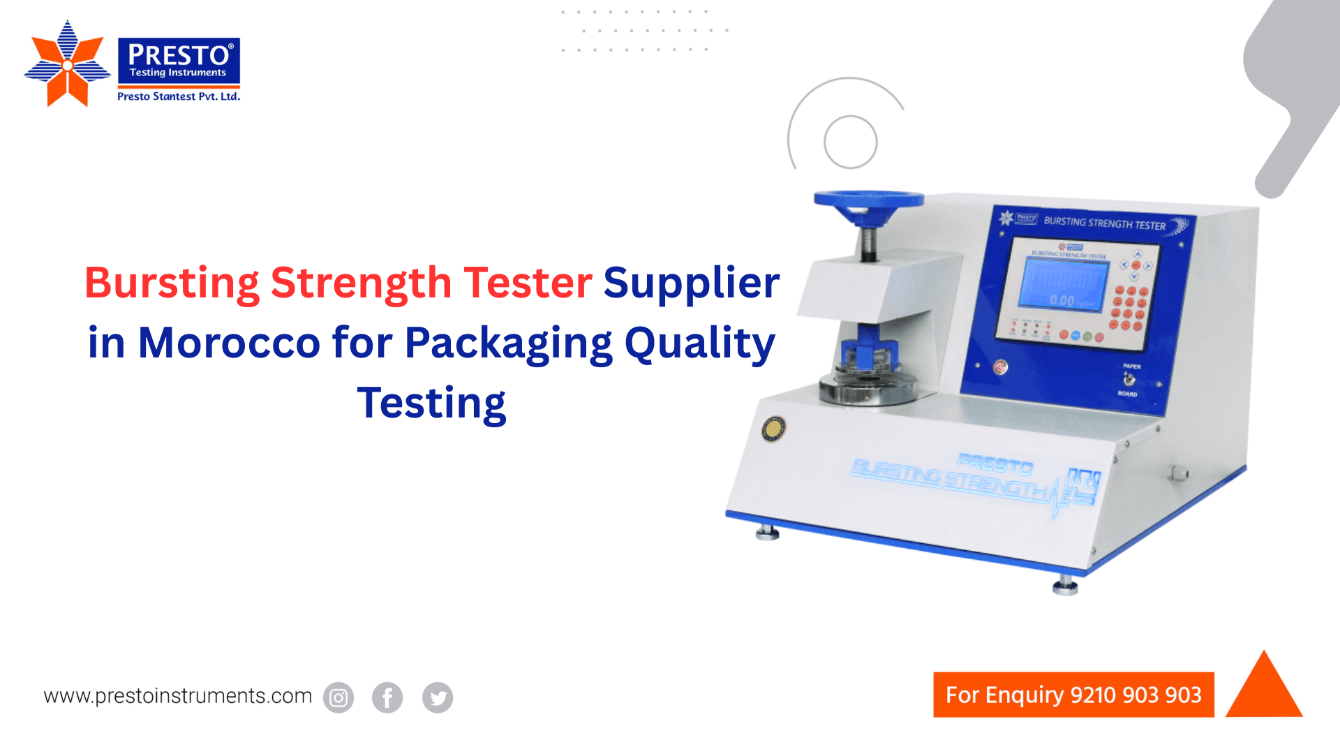 Bursting Strength Tester Supplier in Morocco for Packaging Quality Testing