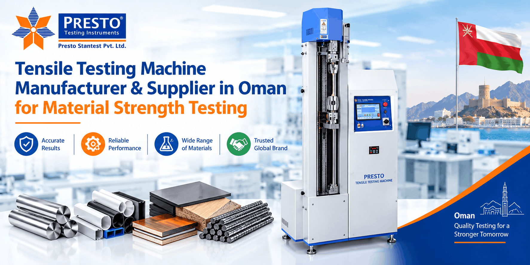 Tensile Testing Machine Manufacturer & Supplier in Oman for Material Strength Testing