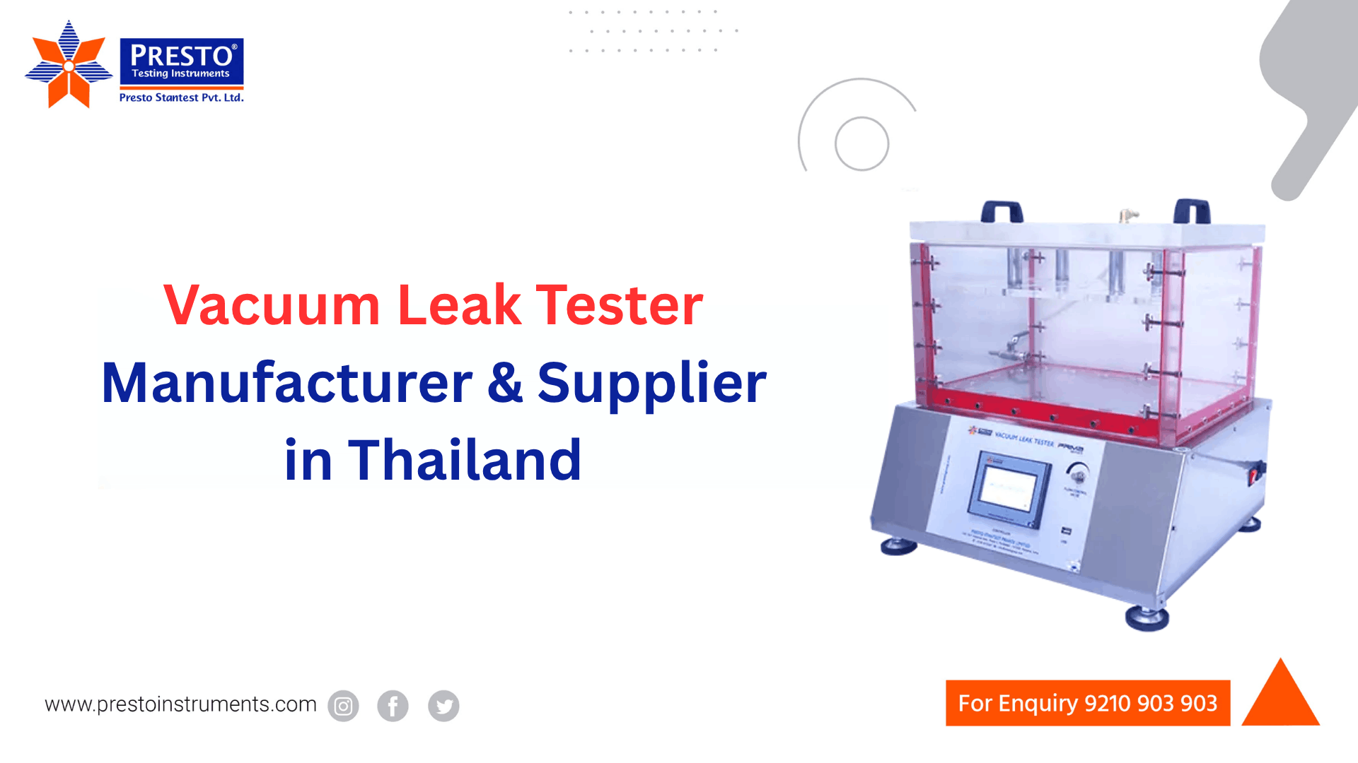 Vacuum Leak Tester (Dry and Wet) manufacturer & supplier in Thailand